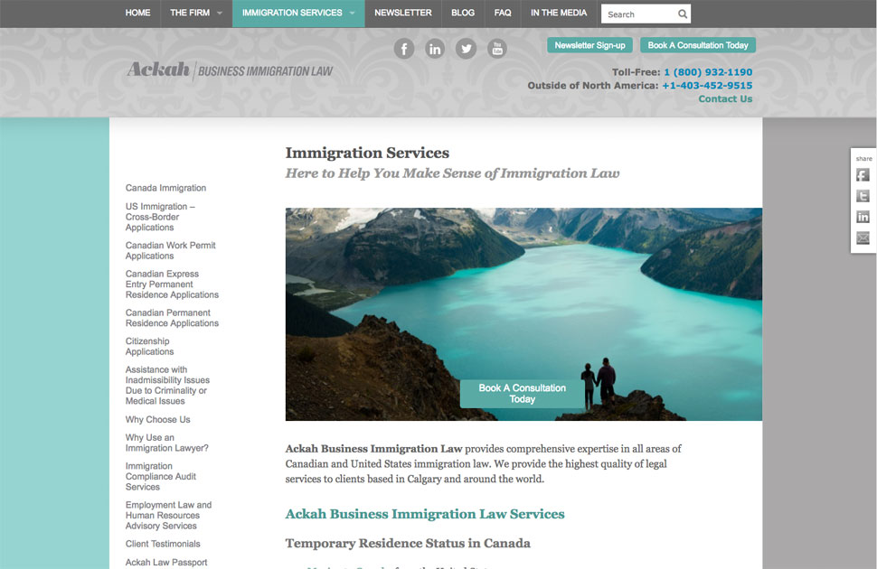 Ackah Business Immigration Law section page